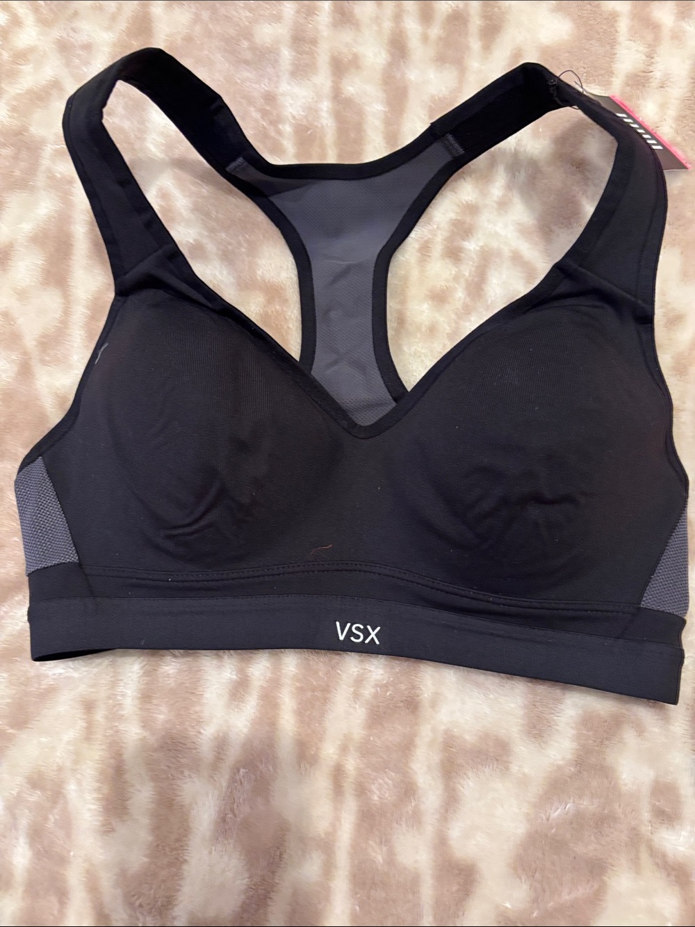 VSX Black Racerback Mesh-Back Sports Bra
